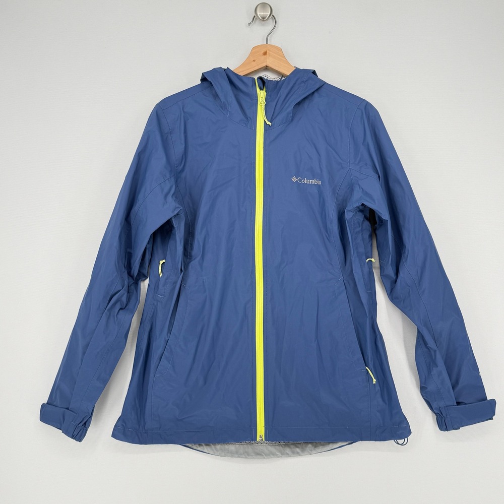Columbia Rain Jacket Womens Medium Blue Hooded Gorpcore Hiking Windbreaker